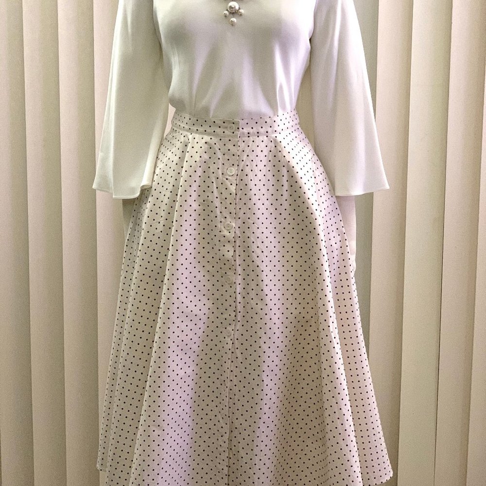 Uniqlo White Polka Dot Circle Skirt - XS